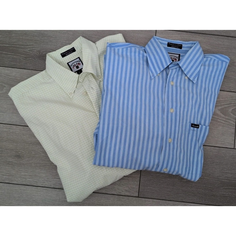 FACONNABLE France Men's Size L Dress Shirt‎ 100% Cotton Made In USA Lot Of 2